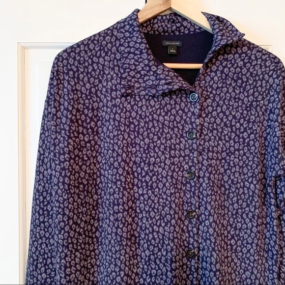 Ann Taylor Stretch Jersey Animal Print Button Midi Dress - Picture 3 of 6